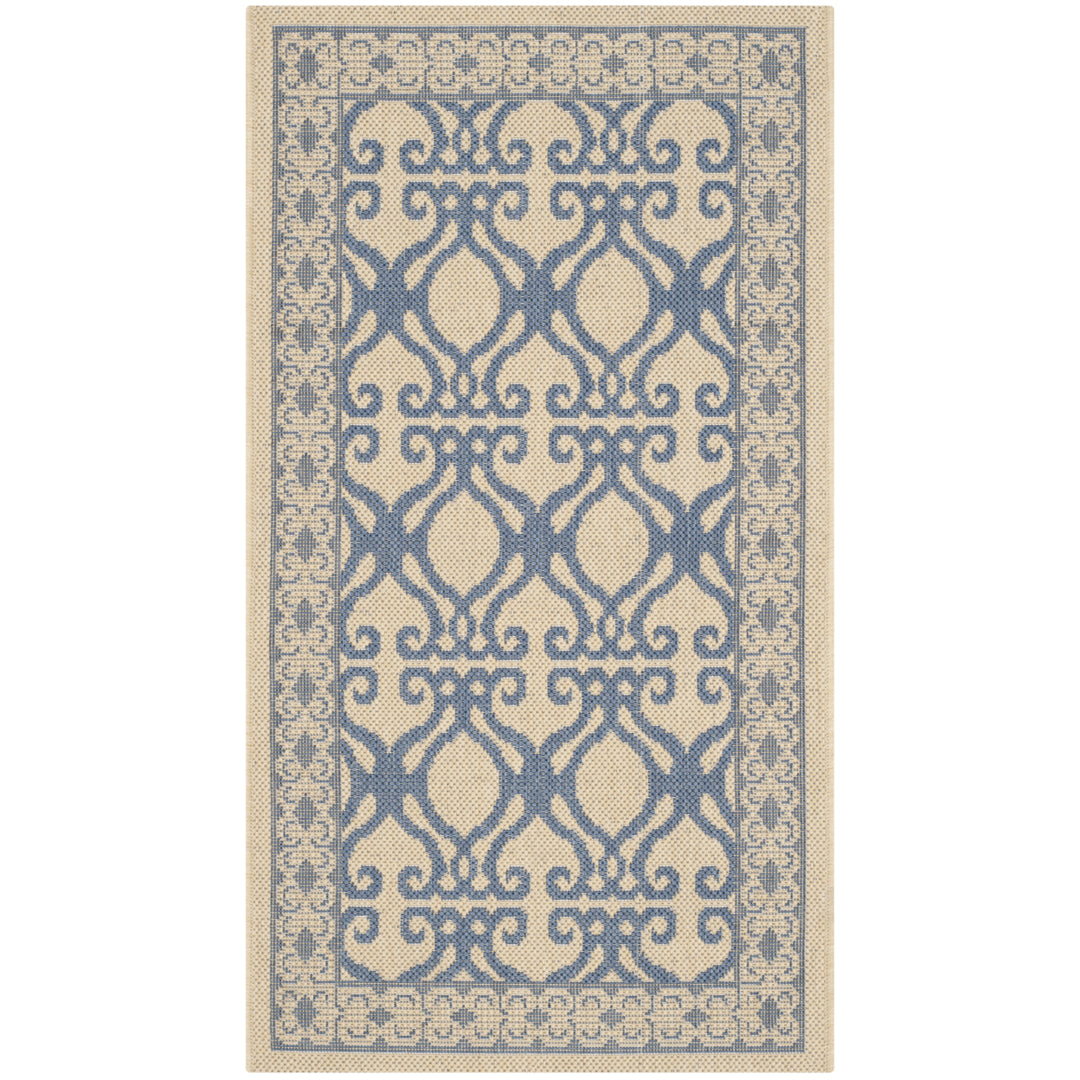 SAFAVIEH Outdoor CY3040-3101 Courtyard Natural / Blue Rug Image 8