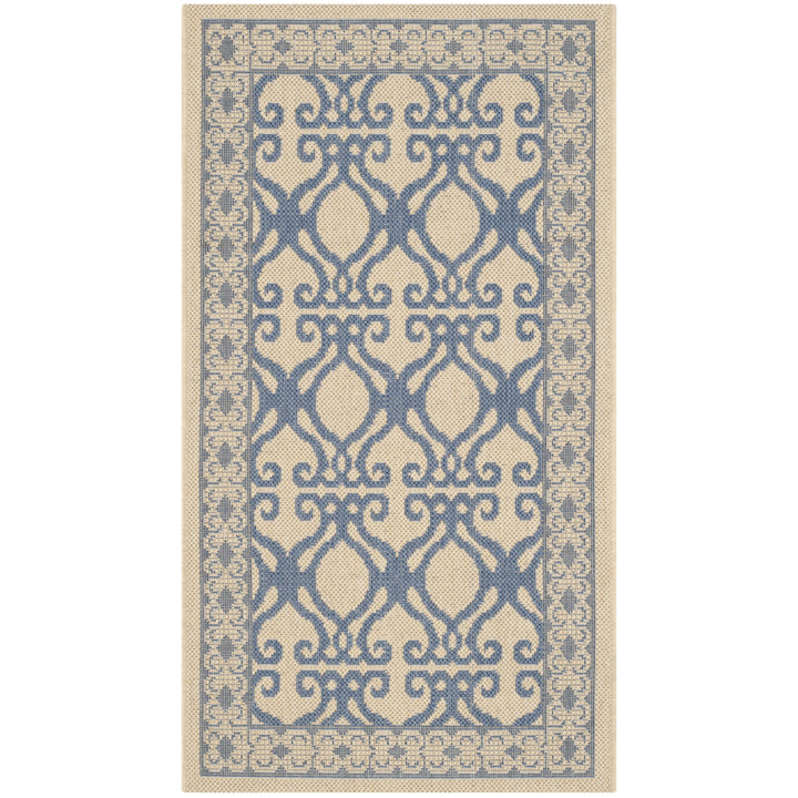 SAFAVIEH Outdoor CY3040-3101 Courtyard Natural / Blue Rug Image 8
