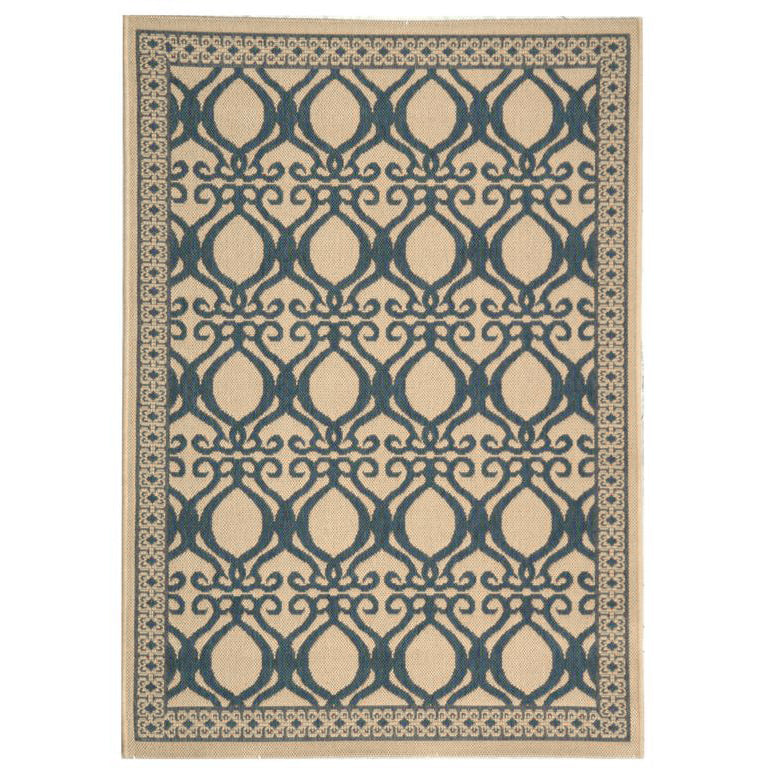 SAFAVIEH Outdoor CY3040-3101 Courtyard Natural / Blue Rug Image 9