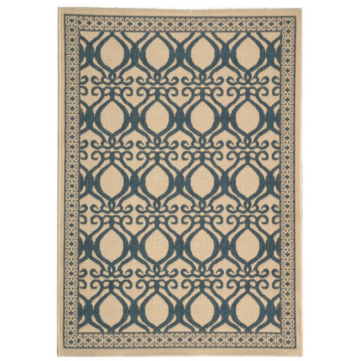 SAFAVIEH Outdoor CY3040-3101 Courtyard Natural / Blue Rug Image 1