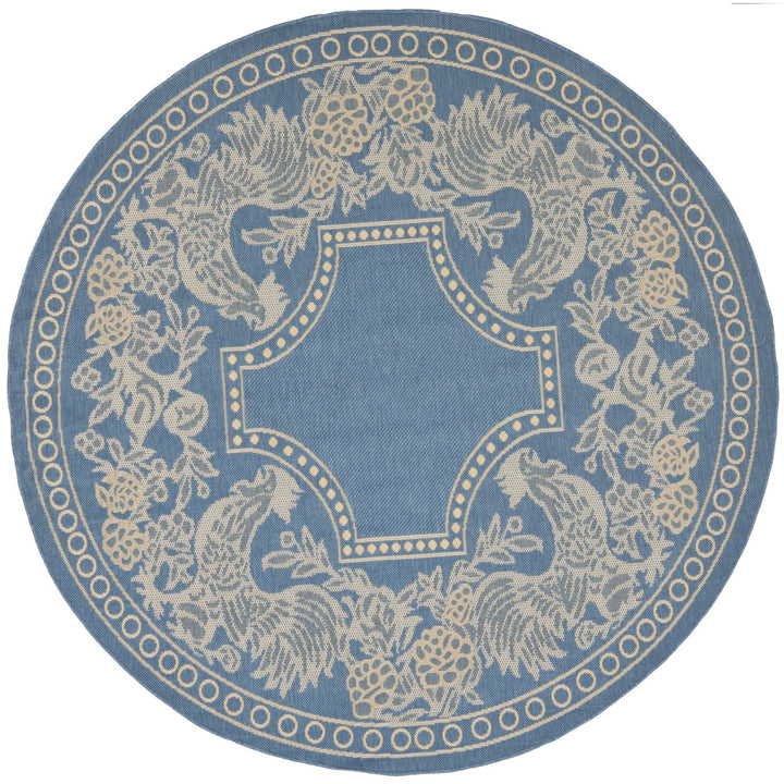 SAFAVIEH Outdoor CY3305-3103 Courtyard Blue / Natural Rug Image 3