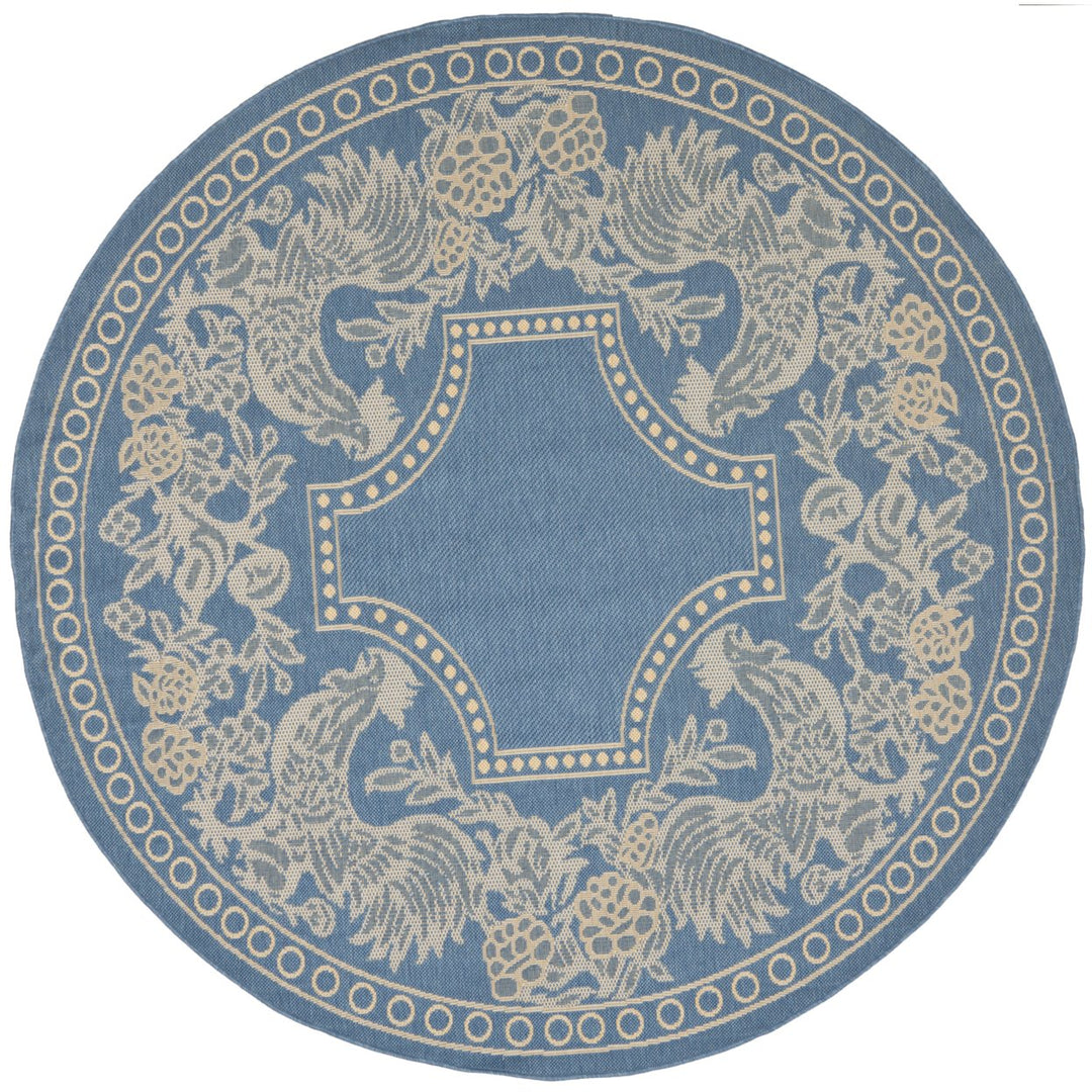 SAFAVIEH Outdoor CY3305-3103 Courtyard Blue / Natural Rug Image 1