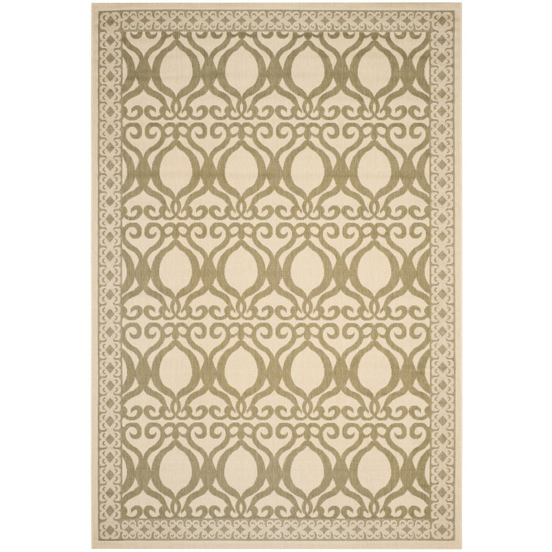 SAFAVIEH Outdoor CY3040-1E01 Courtyard Natural / Olive Rug Image 1