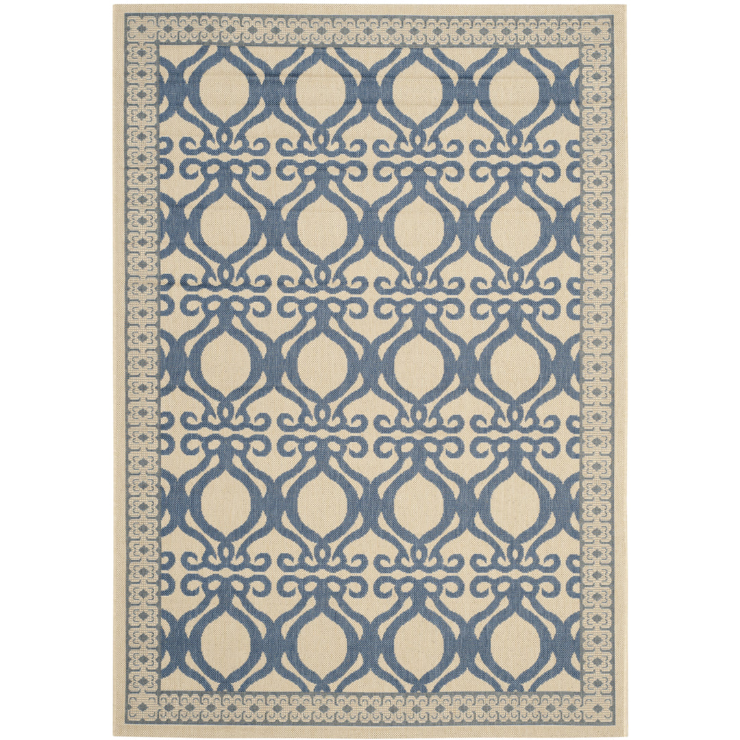 SAFAVIEH Outdoor CY3040-3101 Courtyard Natural / Blue Rug Image 10