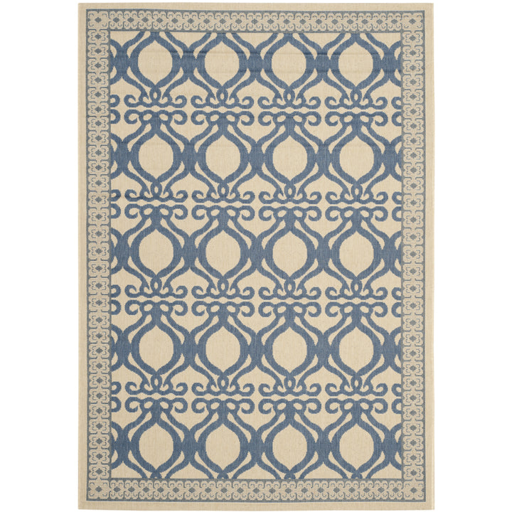 SAFAVIEH Outdoor CY3040-3101 Courtyard Natural / Blue Rug Image 10