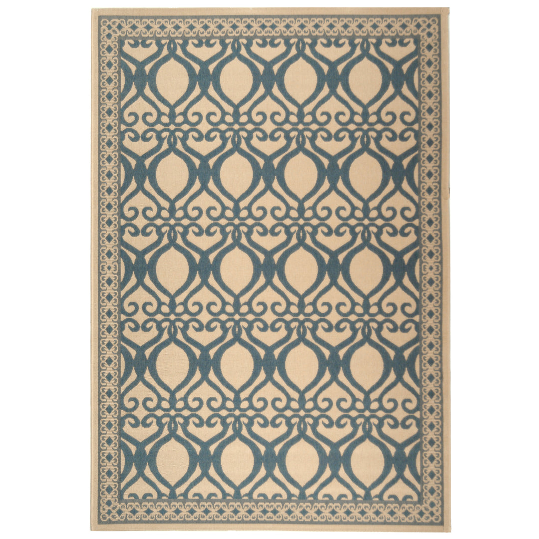 SAFAVIEH Outdoor CY3040-3101 Courtyard Natural / Blue Rug Image 11
