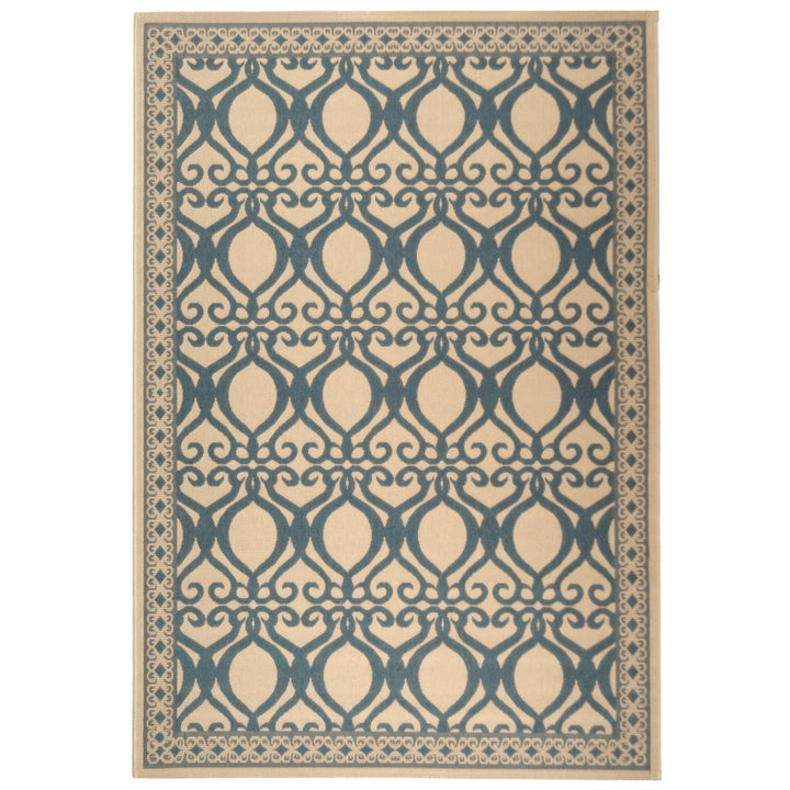 SAFAVIEH Outdoor CY3040-3101 Courtyard Natural / Blue Rug Image 11