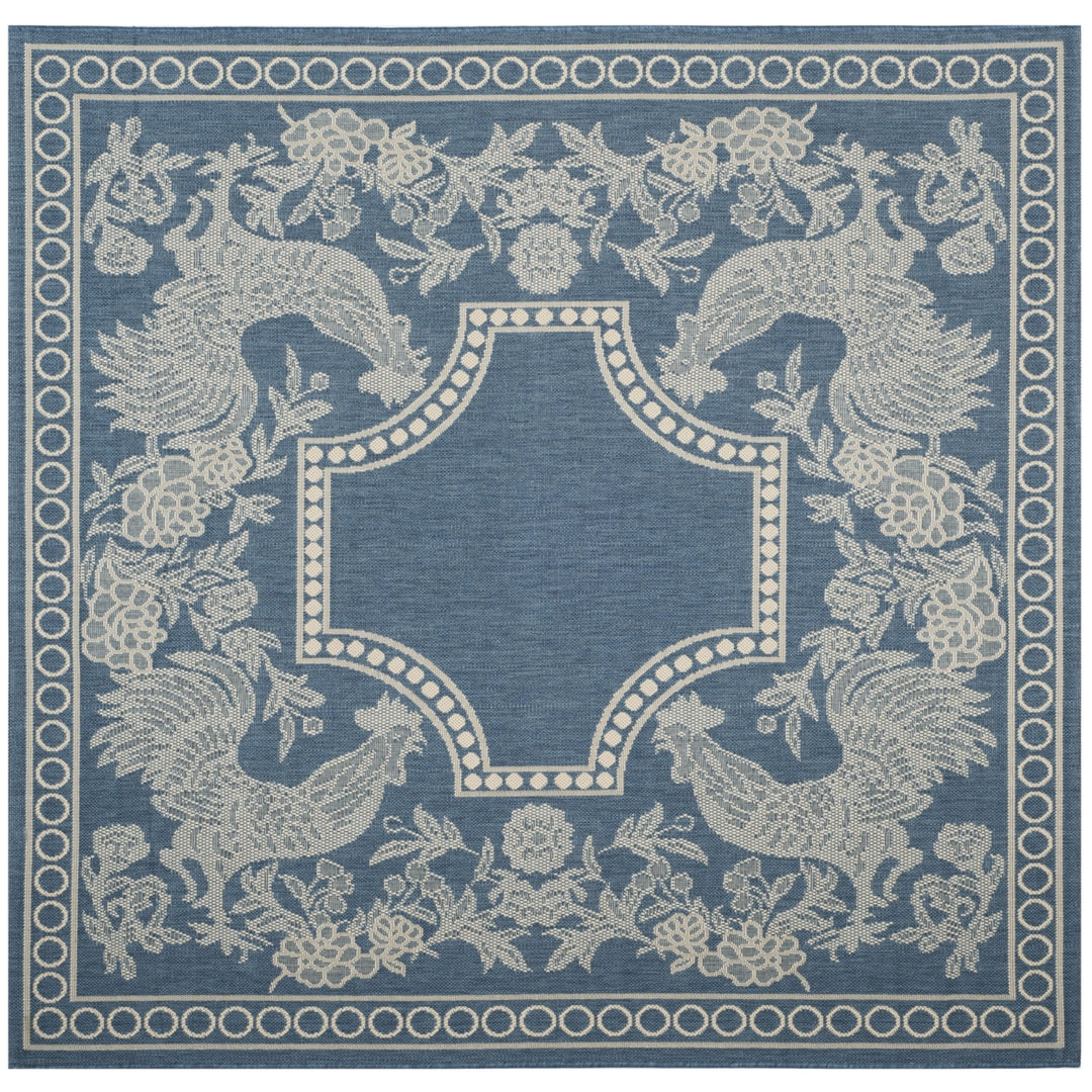 SAFAVIEH Outdoor CY3305-3103 Courtyard Blue / Natural Rug Image 5