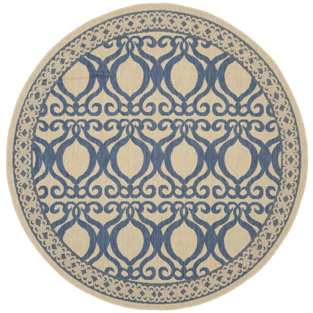 SAFAVIEH Outdoor CY3040-3101 Courtyard Natural / Blue Rug Image 12