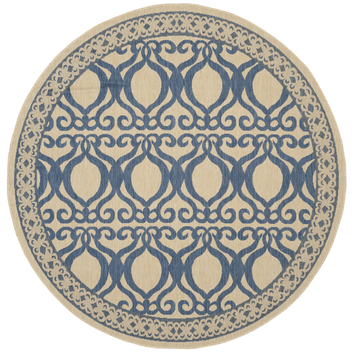 SAFAVIEH Outdoor CY3040-3101 Courtyard Natural / Blue Rug Image 12
