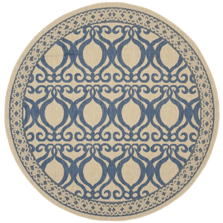 SAFAVIEH Outdoor CY3040-3101 Courtyard Natural / Blue Rug Image 1