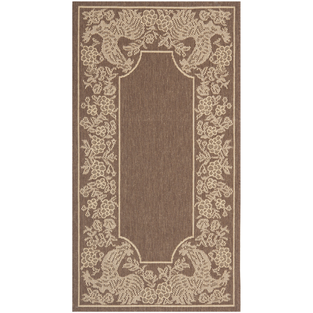 SAFAVIEH Outdoor CY3305-3409 Courtyard Chocolate / Natural Rug Image 2