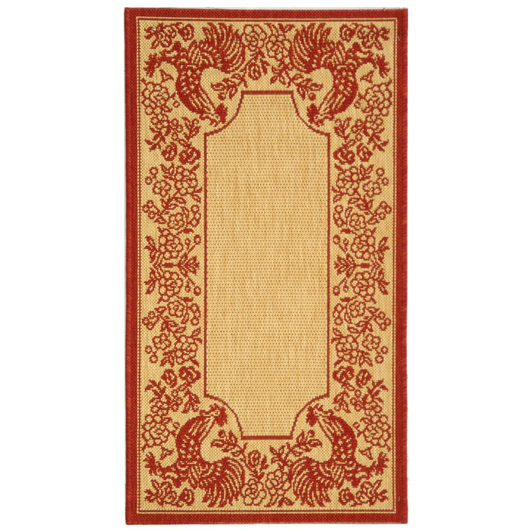 SAFAVIEH Outdoor CY3305-3701 Courtyard Natural / Red Rug Image 1