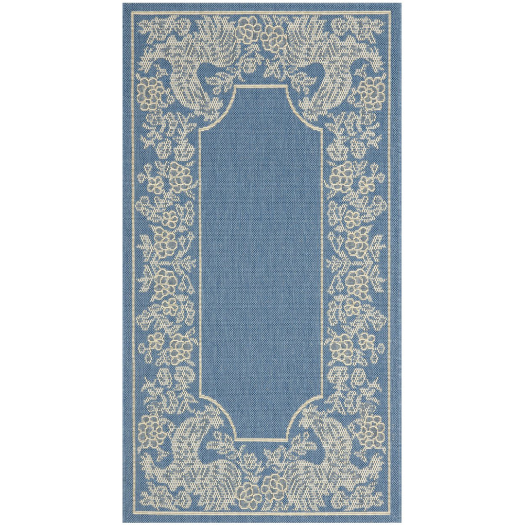 SAFAVIEH Outdoor CY3305-3103 Courtyard Blue / Natural Rug Image 1