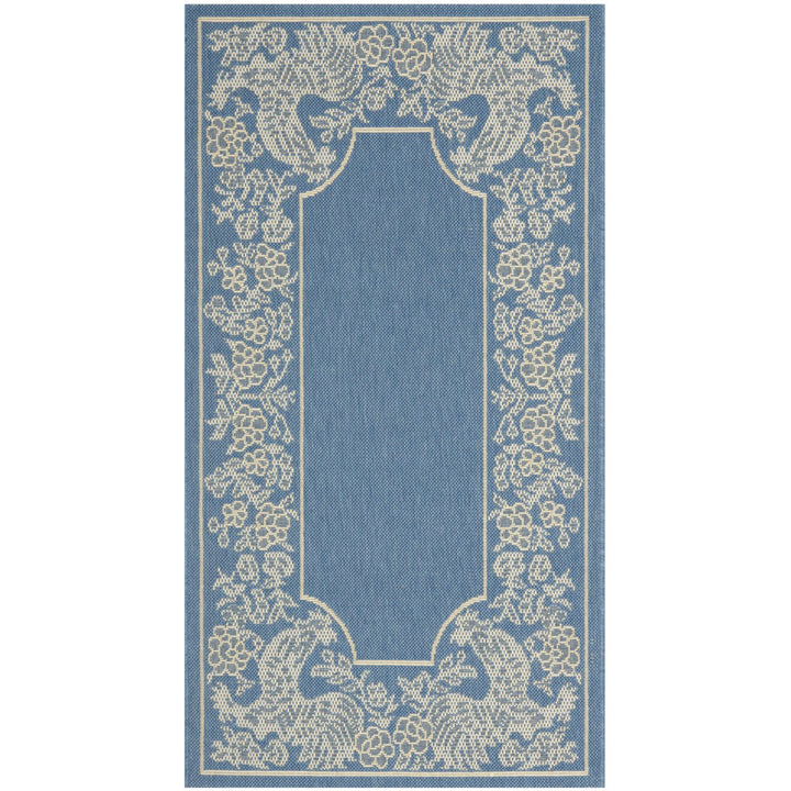 SAFAVIEH Outdoor CY3305-3103 Courtyard Blue / Natural Rug Image 1
