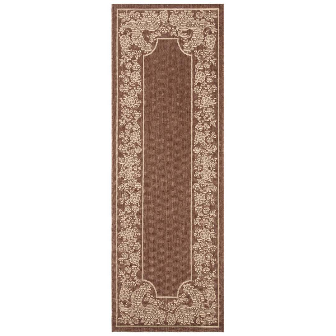 SAFAVIEH Outdoor CY3305-3409 Courtyard Chocolate / Natural Rug Image 4