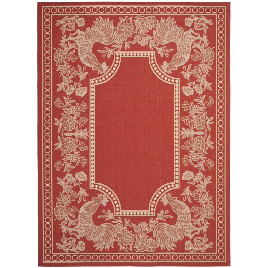 SAFAVIEH Outdoor CY3305-3707 Courtyard Red / Natural Rug Image 1