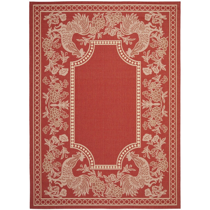 SAFAVIEH Outdoor CY3305-3707 Courtyard Red / Natural Rug Image 1