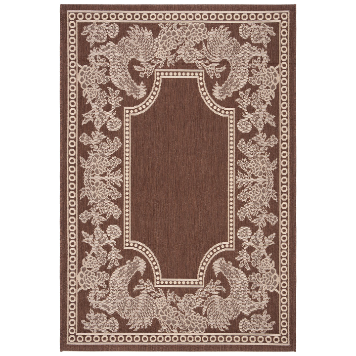 SAFAVIEH Outdoor CY3305-3409 Courtyard Chocolate / Natural Rug Image 5