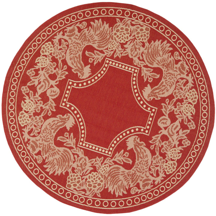 SAFAVIEH Outdoor CY3305-3707 Courtyard Red / Natural Rug Image 1