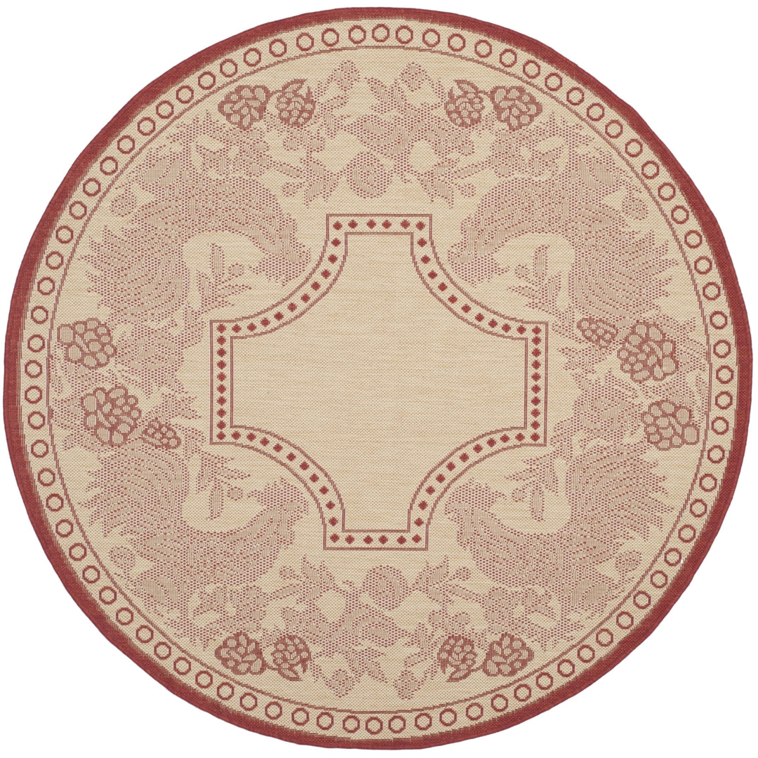 SAFAVIEH Outdoor CY3305-3701 Courtyard Natural / Red Rug Image 7
