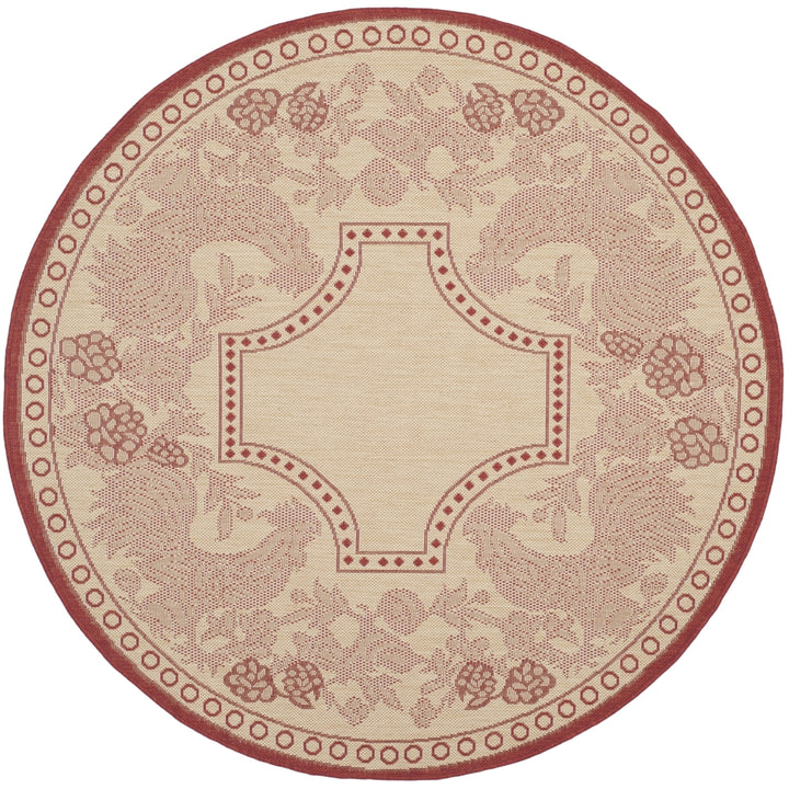 SAFAVIEH Outdoor CY3305-3701 Courtyard Natural / Red Rug Image 7
