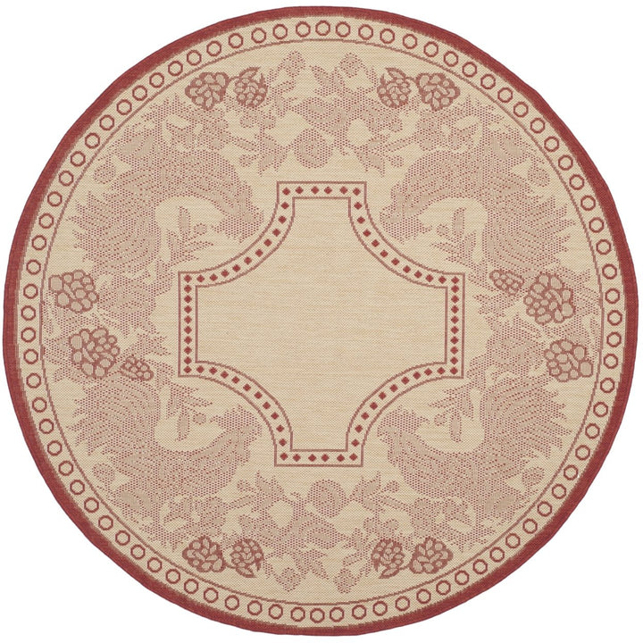 SAFAVIEH Outdoor CY3305-3701 Courtyard Natural / Red Rug Image 1