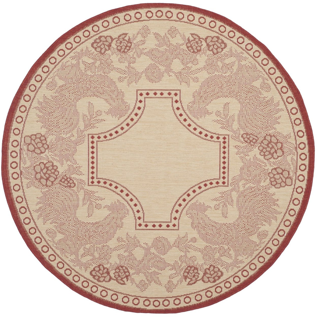SAFAVIEH Outdoor CY3305-3701 Courtyard Natural / Red Rug Image 1