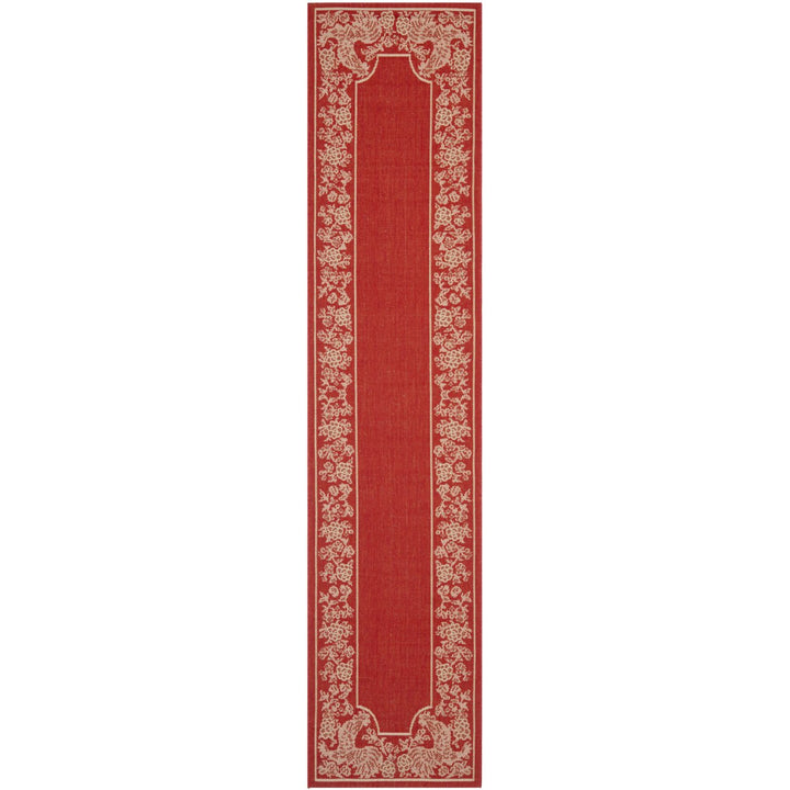 SAFAVIEH Outdoor CY3305-3707 Courtyard Red / Natural Rug Image 5