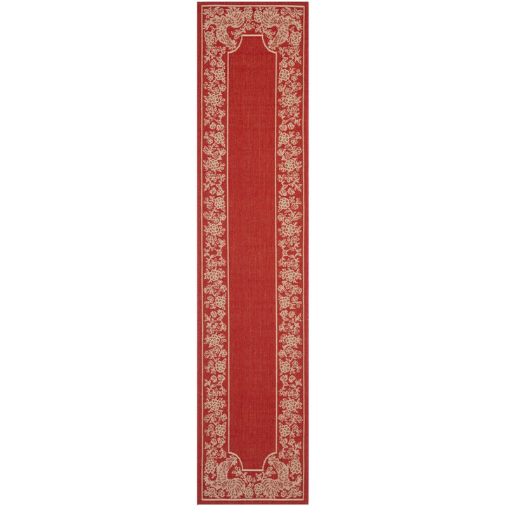 SAFAVIEH Outdoor CY3305-3707 Courtyard Red / Natural Rug Image 1