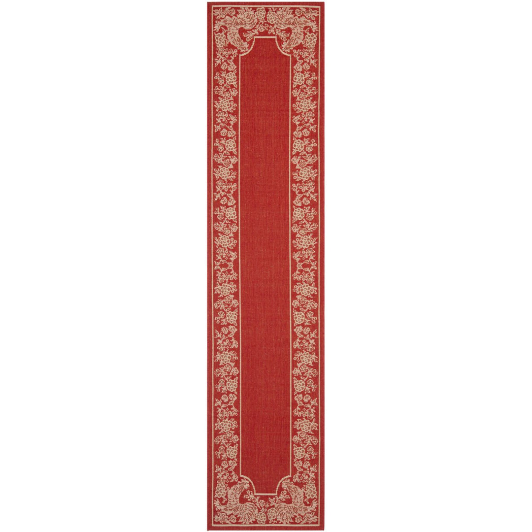 SAFAVIEH Outdoor CY3305-3707 Courtyard Red / Natural Rug Image 1