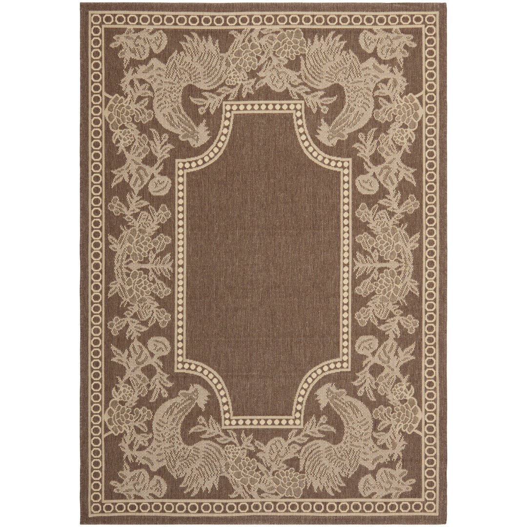 SAFAVIEH Outdoor CY3305-3409 Courtyard Chocolate / Natural Rug Image 6