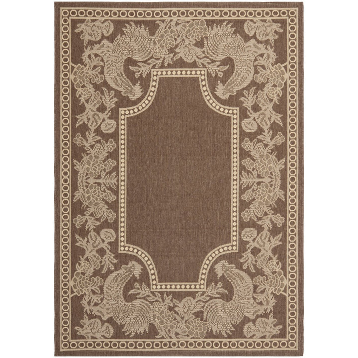 SAFAVIEH Outdoor CY3305-3409 Courtyard Chocolate / Natural Rug Image 1