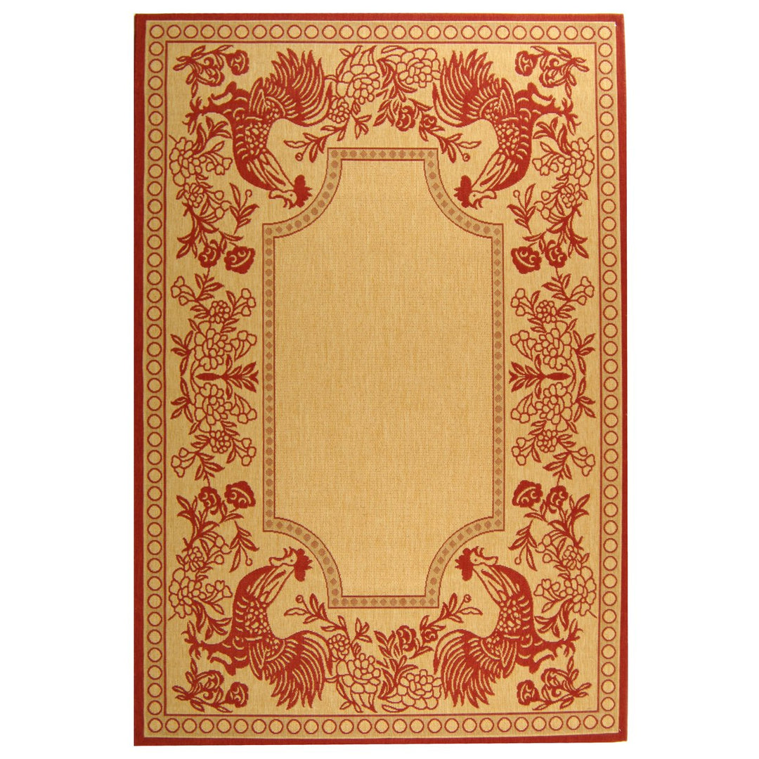 SAFAVIEH Outdoor CY3305-3701 Courtyard Natural / Red Rug Image 8