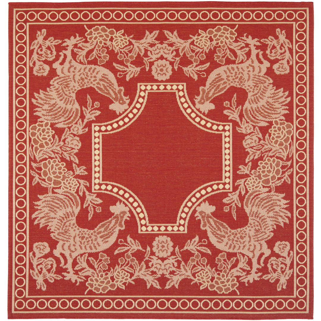 SAFAVIEH Outdoor CY3305-3707 Courtyard Red / Natural Rug Image 6