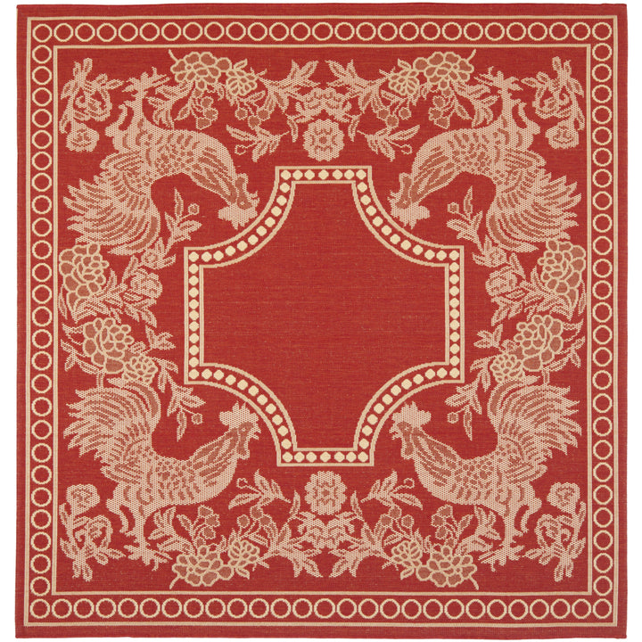 SAFAVIEH Outdoor CY3305-3707 Courtyard Red / Natural Rug Image 6