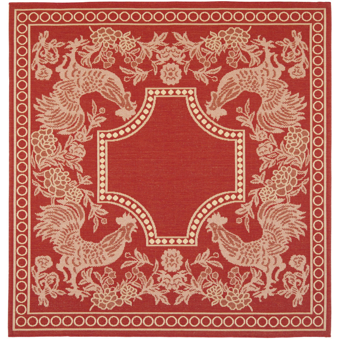 SAFAVIEH Outdoor CY3305-3707 Courtyard Red / Natural Rug Image 1