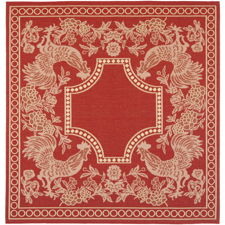 SAFAVIEH Outdoor CY3305-3707 Courtyard Red / Natural Rug Image 1