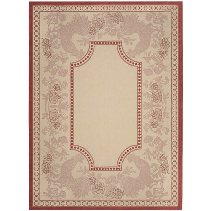 SAFAVIEH Outdoor CY3305-3701 Courtyard Natural / Red Rug Image 9