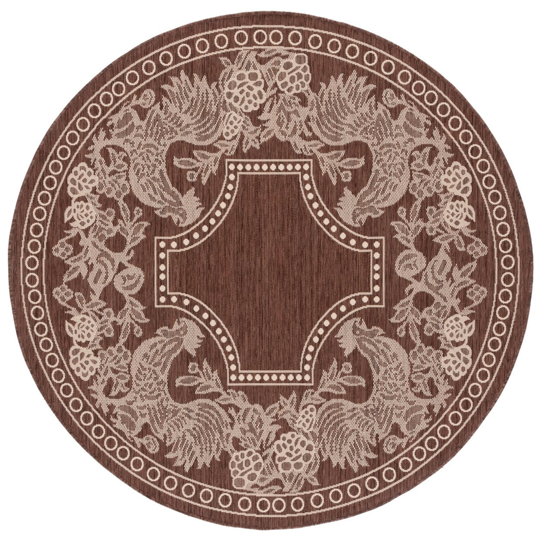 SAFAVIEH Outdoor CY3305-3409 Courtyard Chocolate / Natural Rug Image 7