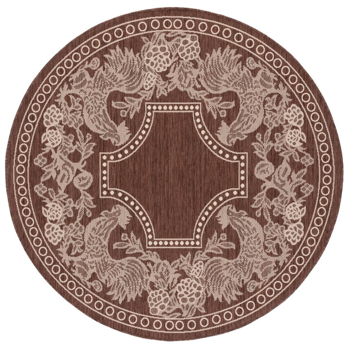 SAFAVIEH Outdoor CY3305-3409 Courtyard Chocolate / Natural Rug Image 7