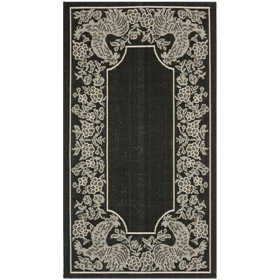 SAFAVIEH Indoor Outdoor CY3305-3908 Courtyard Black / Sand Rug Image 1