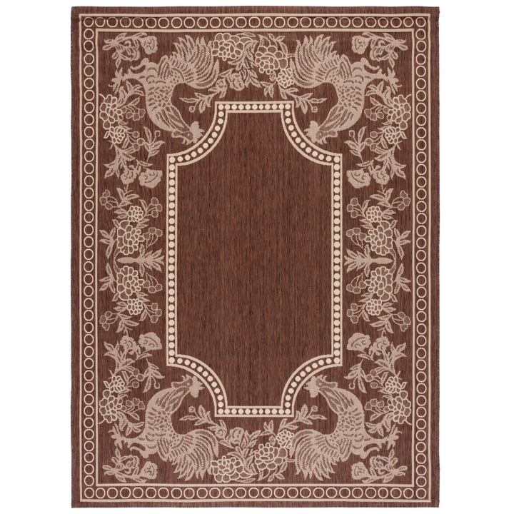 SAFAVIEH Outdoor CY3305-3409 Courtyard Chocolate / Natural Rug Image 8