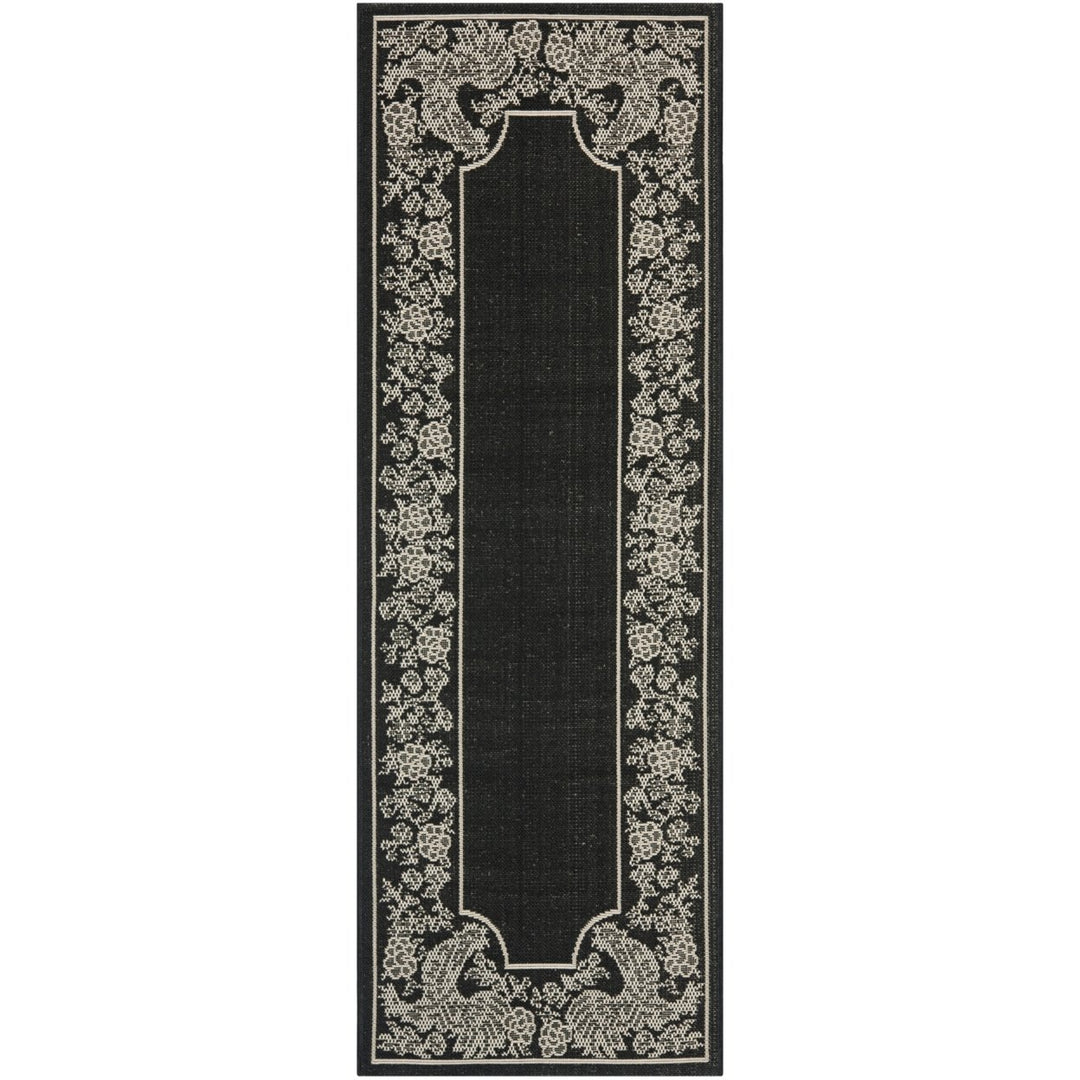 SAFAVIEH Indoor Outdoor CY3305-3908 Courtyard Black / Sand Rug Image 1