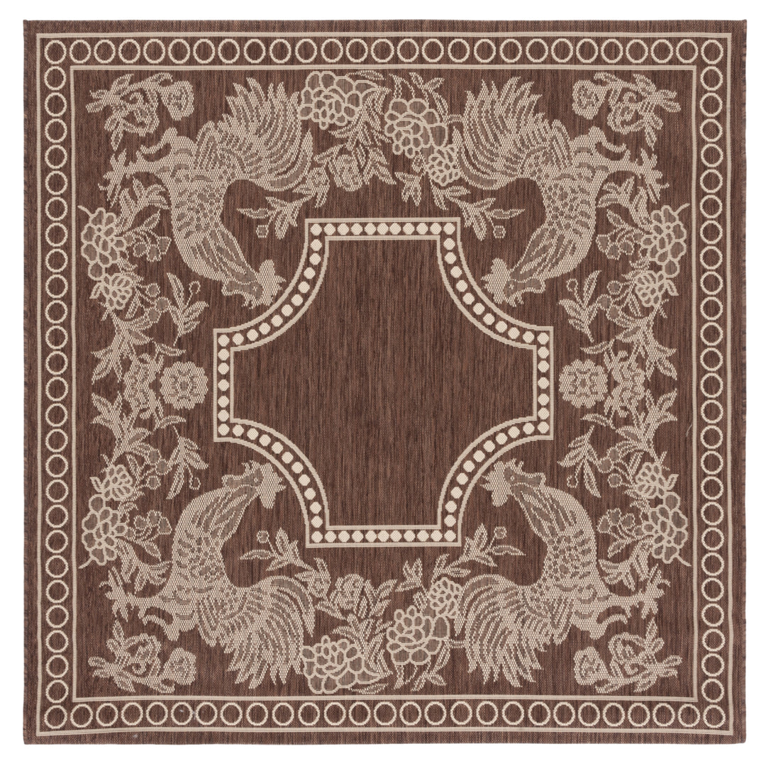 SAFAVIEH Outdoor CY3305-3409 Courtyard Chocolate / Natural Rug Image 9
