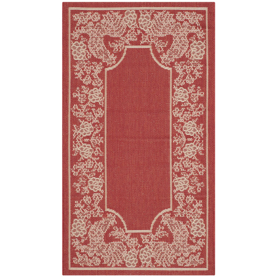 SAFAVIEH Outdoor CY3305-3707 Courtyard Red / Natural Rug Image 9