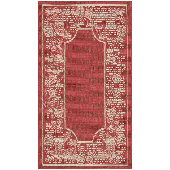 SAFAVIEH Outdoor CY3305-3707 Courtyard Red / Natural Rug Image 9