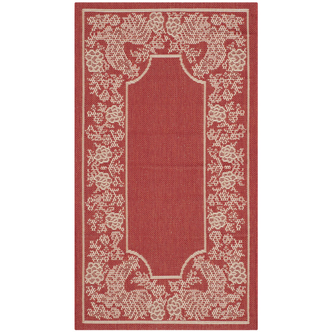 SAFAVIEH Outdoor CY3305-3707 Courtyard Red / Natural Rug Image 1