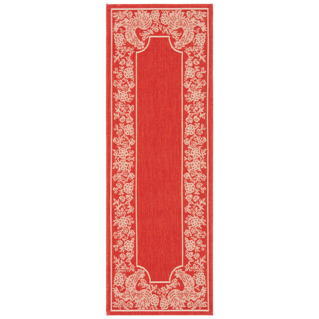 SAFAVIEH Outdoor CY3305-3707 Courtyard Red / Natural Rug Image 1