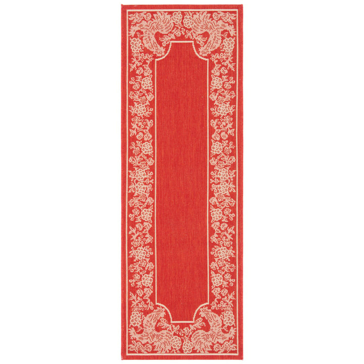 SAFAVIEH Outdoor CY3305-3707 Courtyard Red / Natural Rug Image 1